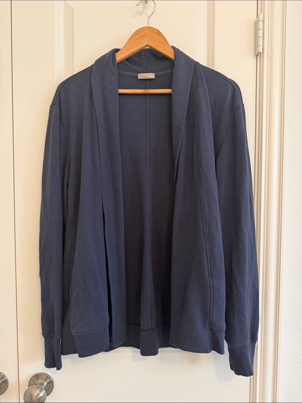 Pact Navy Open-Front Draped Sweater Blazer Jacket